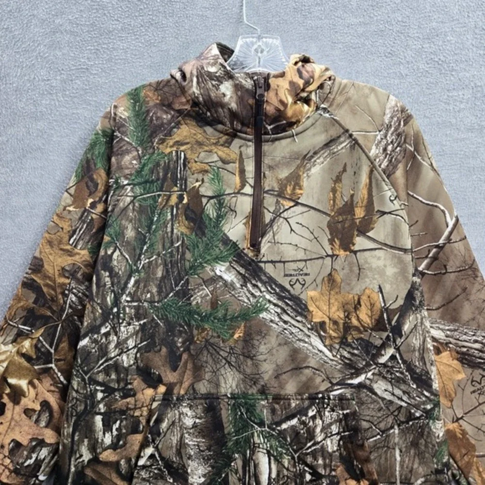 Gamehide Men Sweatshirt Large Brown Camo 1/2 Zip Hoodie Fleece Pullover - Picture 3 of 9